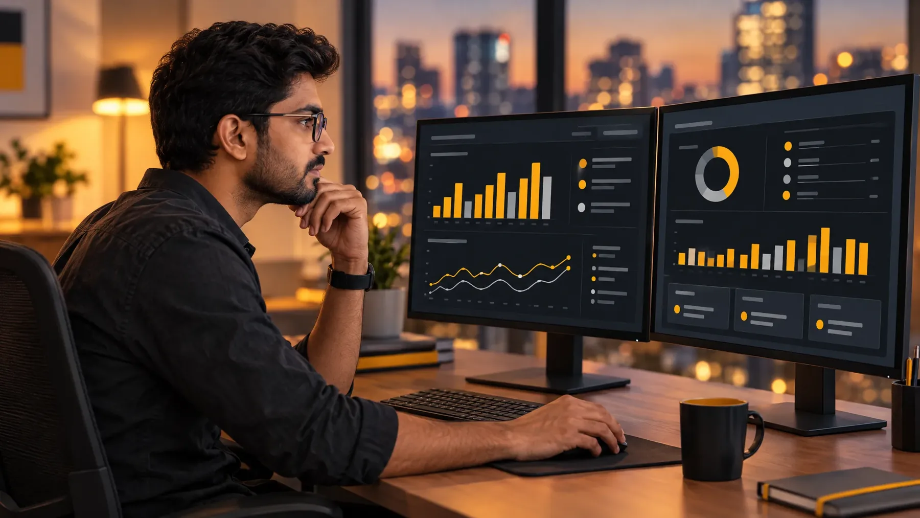 Performance marketer reviewing ad campaign dashboards