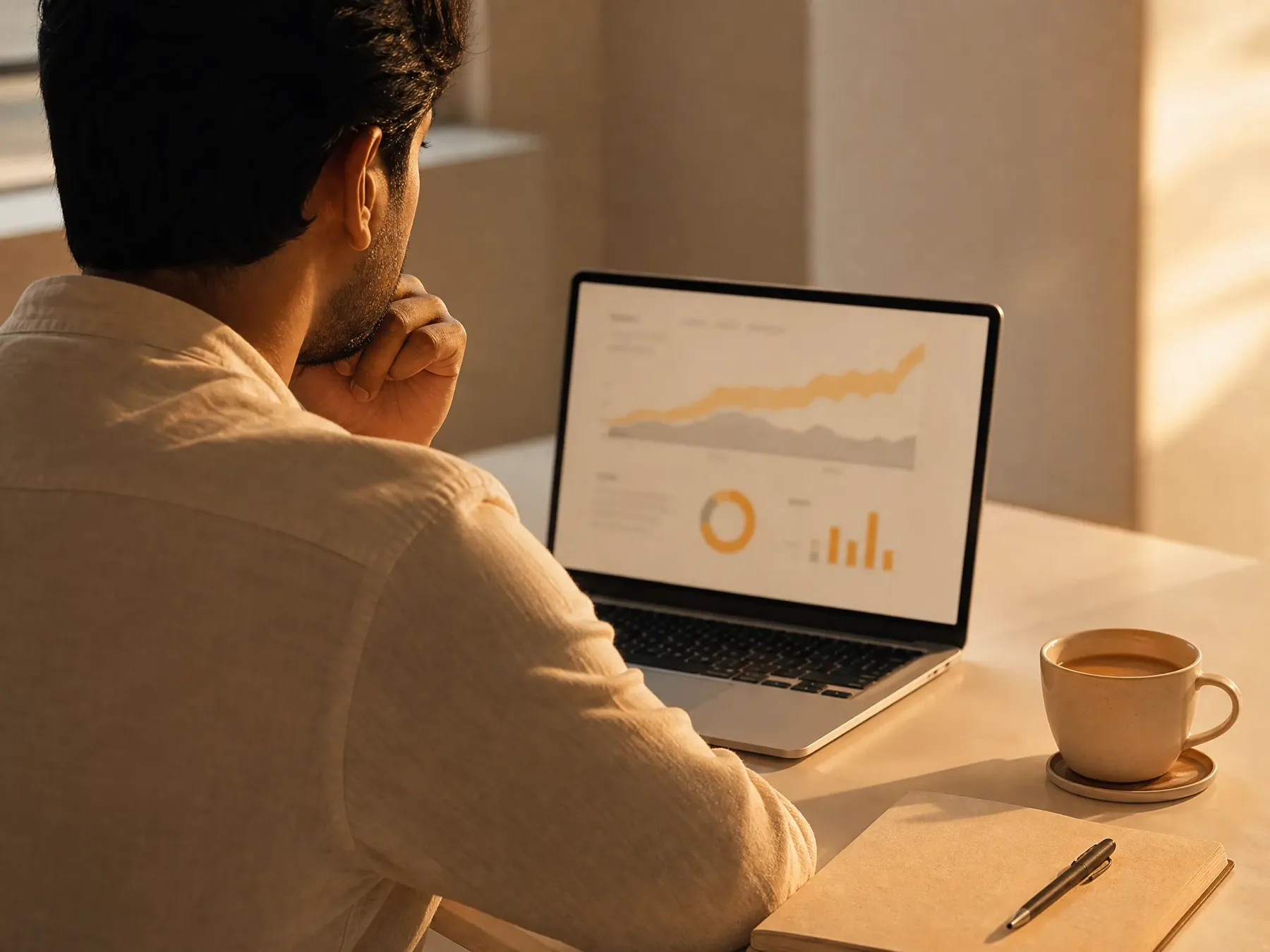 website developers in bangalore near me Strategist studying a growth chart on a laptop